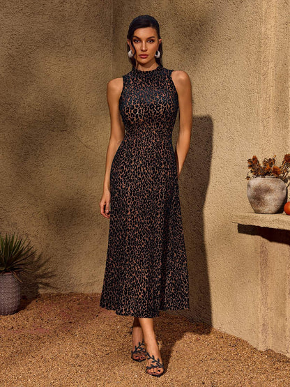 Rosstef Telomeron Leopar Desenli Maxi Elbise