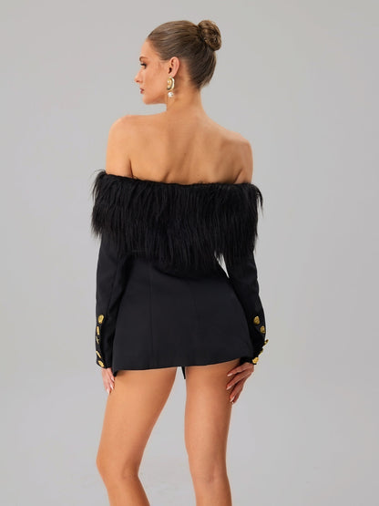 Rosstef Düşük Omuz Püsküllü Blazer Ceket - Trend Takımı Yükseltme