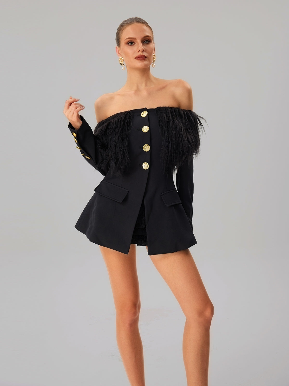 Rosstef Düşük Omuz Püsküllü Blazer Ceket - Trend Takımı Yükseltme