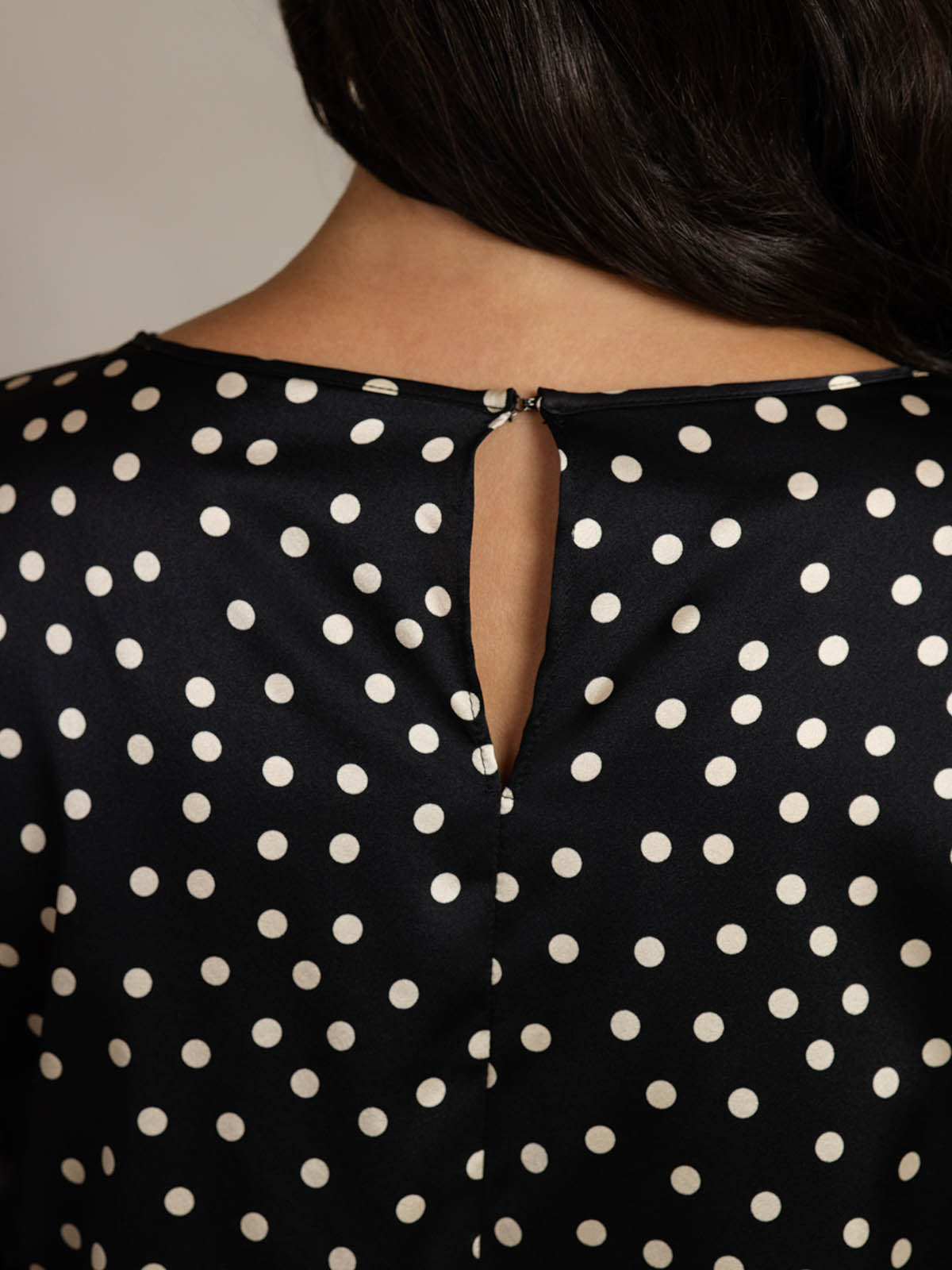 Rosstef Kadınlar için Polka Puantiyeli Baskı Bell Kollu Boat Yaka Üst