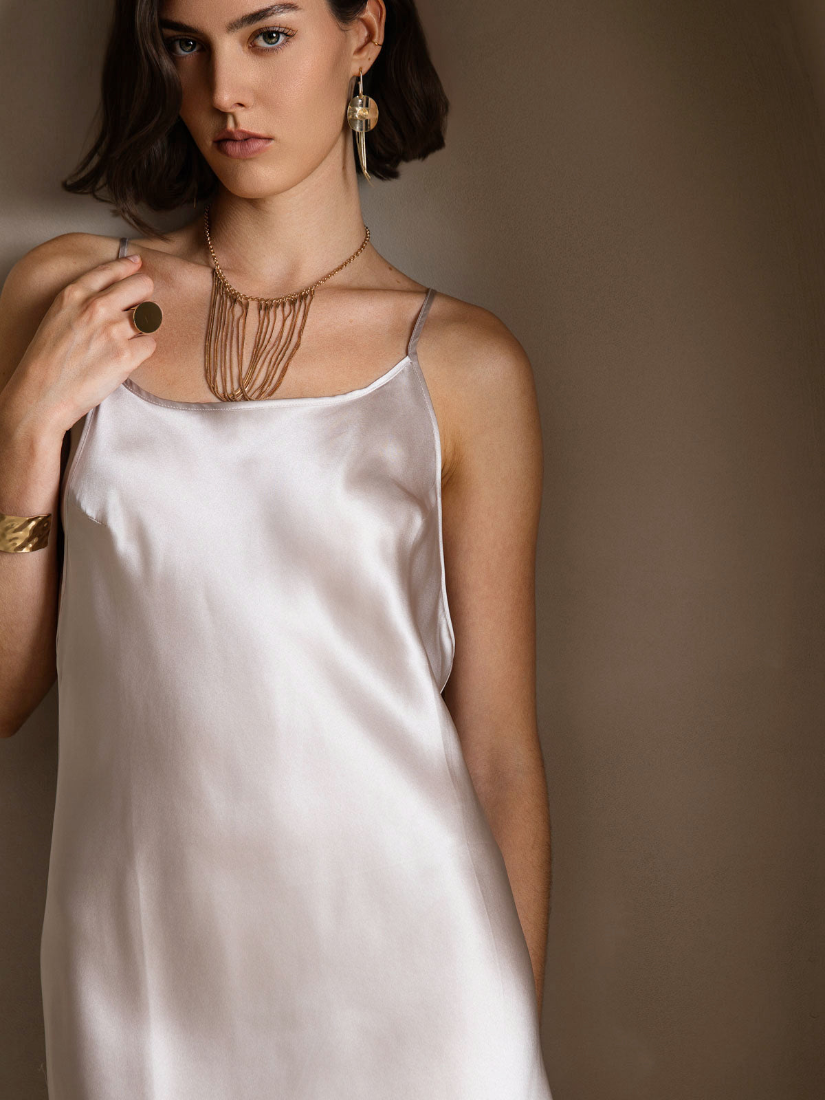 Rosstef Saf İpek Midi Elbise ile Criss Cross V-Back