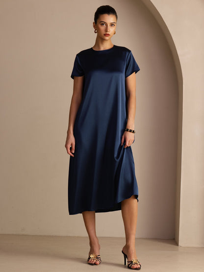 Rosstef 19Momme İpek Midi Elbise Ile Side Pockets
