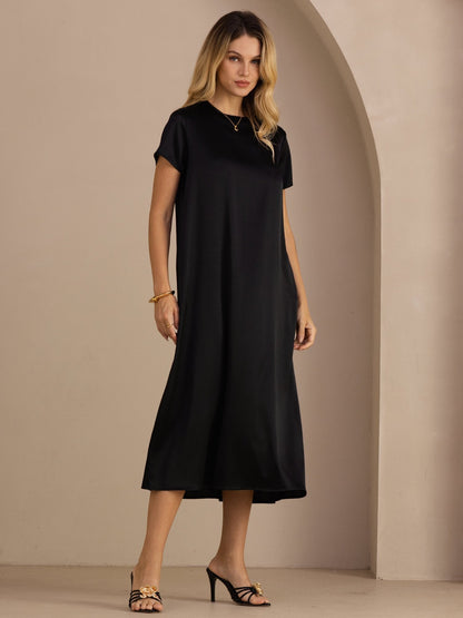 Rosstef 19Momme İpek Midi Elbise Ile Side Pockets