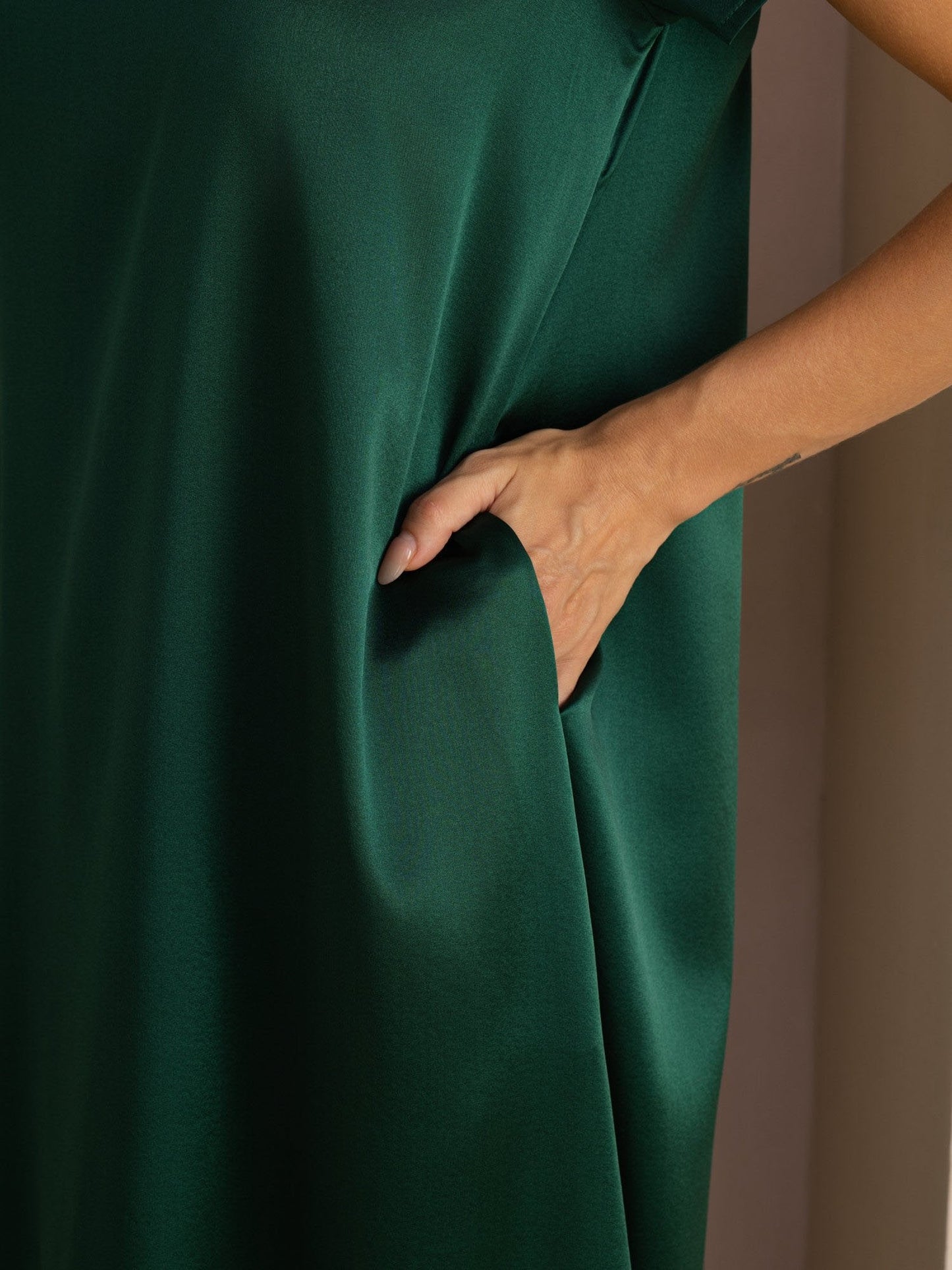 Rosstef 19Momme İpek Midi Elbise Ile Side Pockets