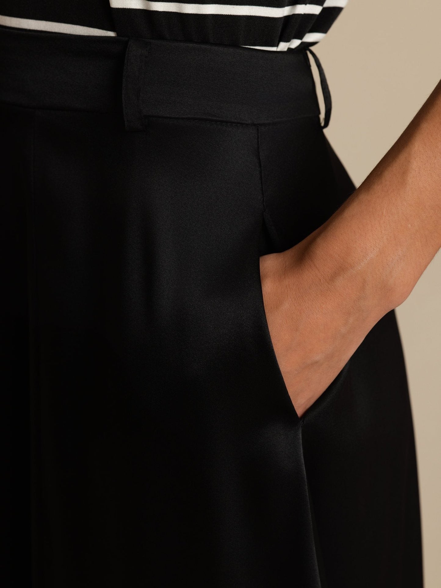 Rosstef İpek A-Çizgili Midi Etek ile Pockets