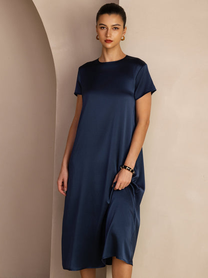 Rosstef 19Momme İpek Midi Elbise Ile Side Pockets