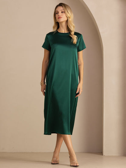 Rosstef 19Momme İpek Midi Elbise Ile Side Pockets