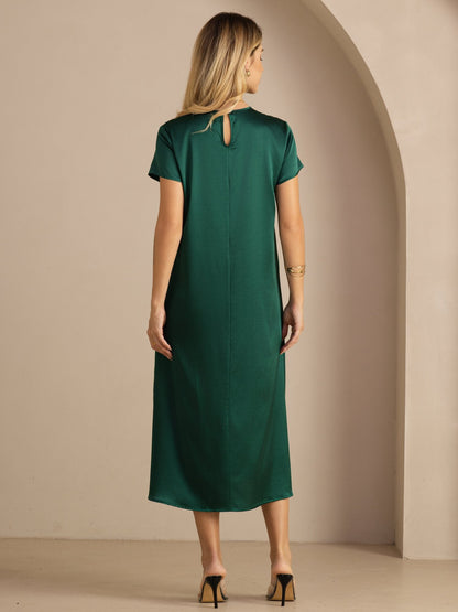 Rosstef 19Momme İpek Midi Elbise Ile Side Pockets